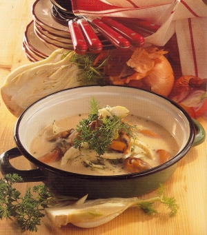 Mosselsoep met venkel en pastis