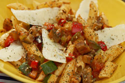 Penne met ratatouille van groentjes