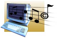 Een computer met muziek
