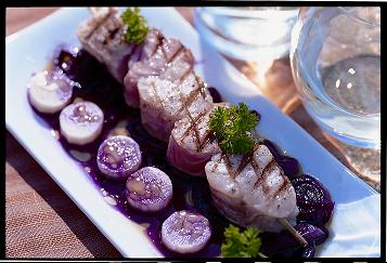 Visbrochette met palmharten