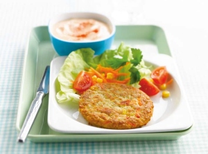 Groenteburger met cocktaildip