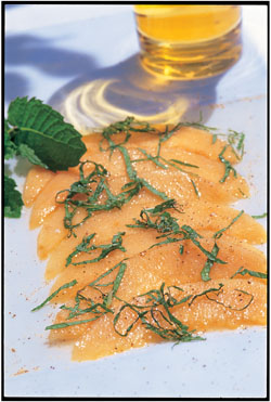 Carpaccio van meloen met verse munt
