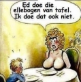 ellebogen van tafel!