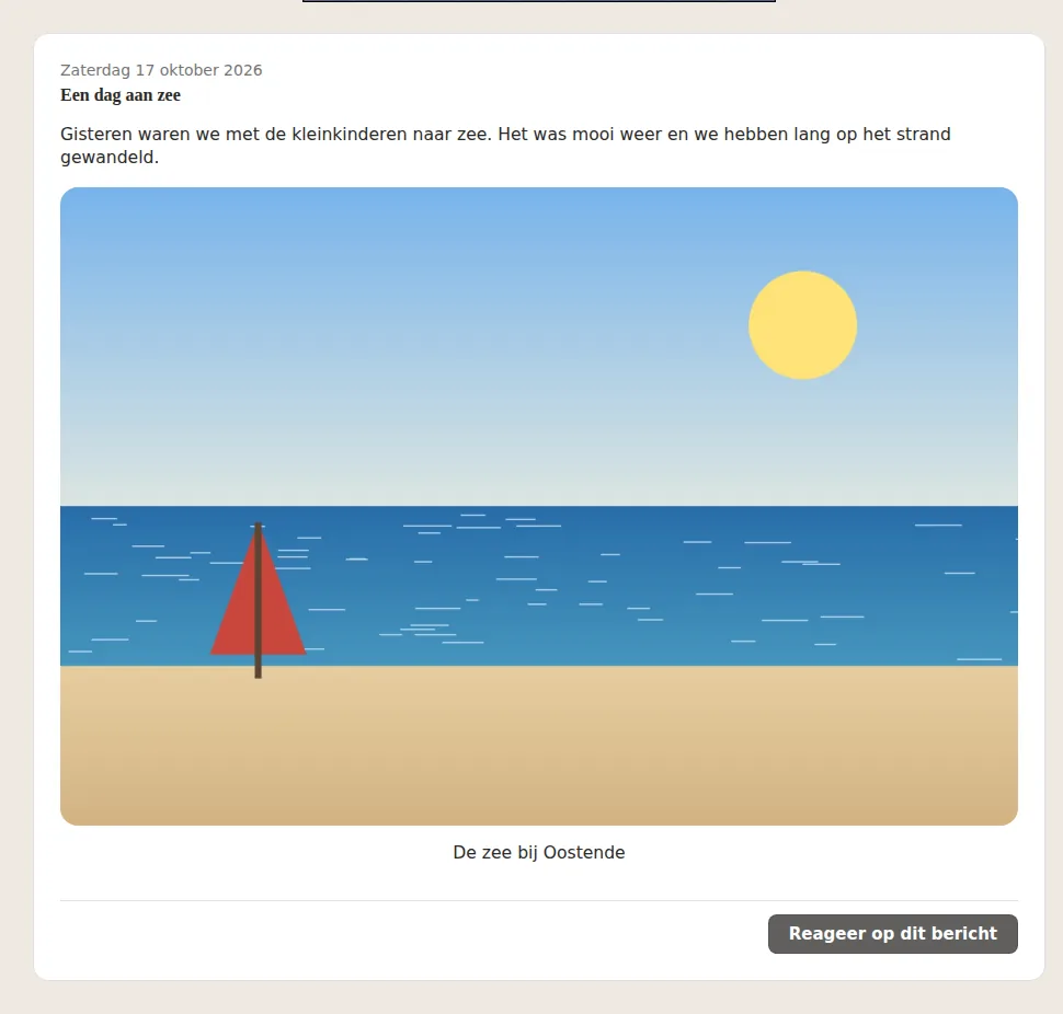 Je kijkt nu naar je bericht op je blog. Boven de tekst staat de titel die je hebt ingevuld. Zo zien je bezoekers het bericht wanneer ze je blog lezen.